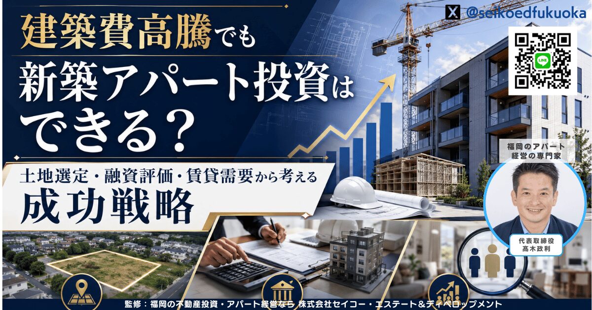 建築費高騰でも新築アパート投資はできる？土地選定・融資評価・賃貸需要から考える成功戦略