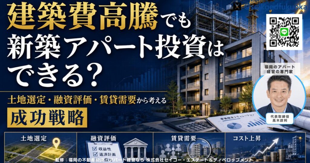 建築費高騰でも新築アパート投資はできる?土地選定・融資評価・賃貸需要から考える成功戦略