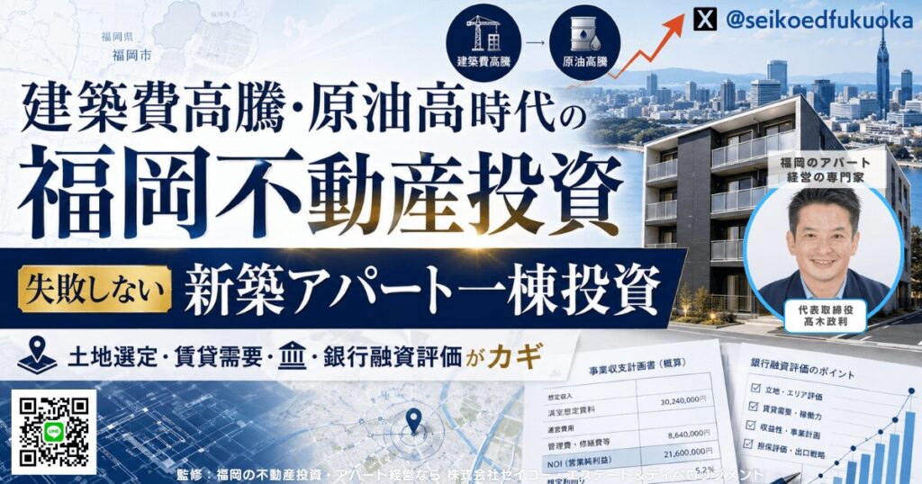 建築費高騰・原油高時代の福岡不動産投資|新築アパート一棟投資で失敗しない銀行融資評価の考え方
