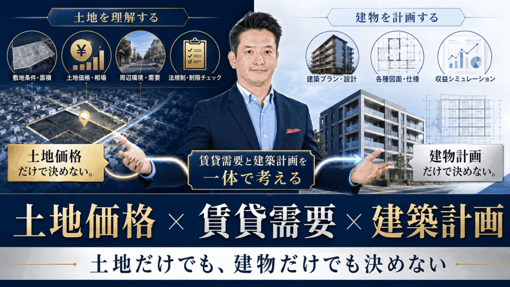 「土地価格 × 賃貸需要 × 建築計画」