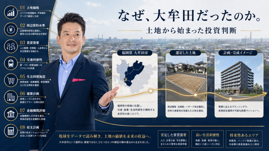大牟田市は新築アパート投資の候補になる？福岡で土地から一棟投資を考えるエリア選び｜LEGENDE実例