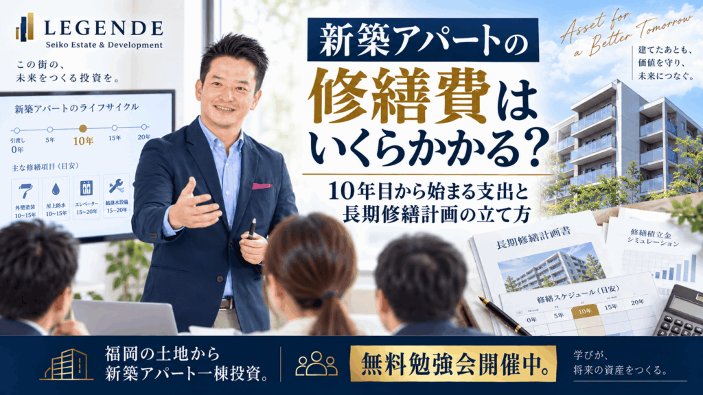 新築アパートの修繕費はいくらかかる?10年目から始まる支出と長期修繕計画の立て方