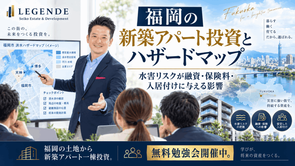 福岡の新築アパート投資とハザードマップ|水害リスクが融資・保険料・入居付けに与える影響