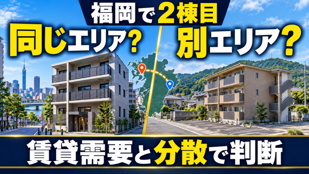 福岡で2棟目のアパートを同じエリアか別エリアに建てるか、賃貸需要と分散で比較するアイキャッチ